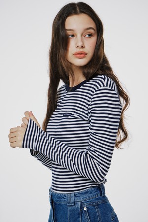 Deep back striped tee Ivory