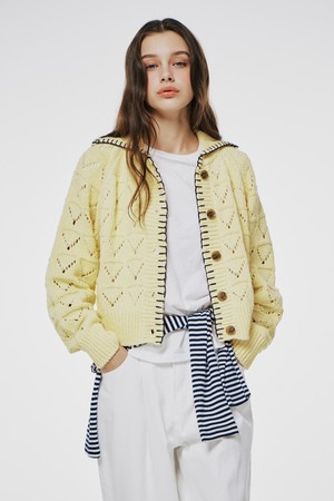 Hand stitch cardigan Yellow
