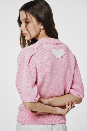 Heart volume knit Pink