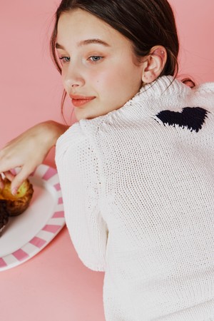 Heart volume knit Ivory