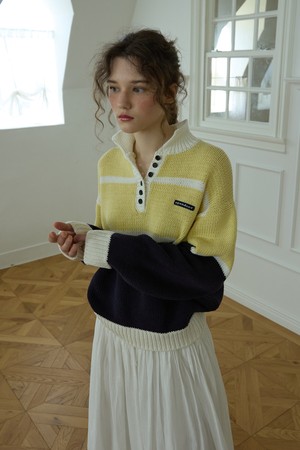 Color block knit Navy