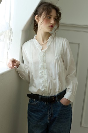 Merry poem pintuck blouse Ivory