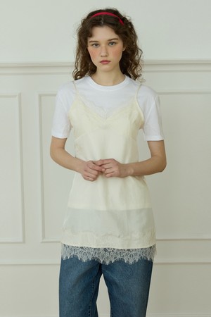 Midnight lace slip top Cream