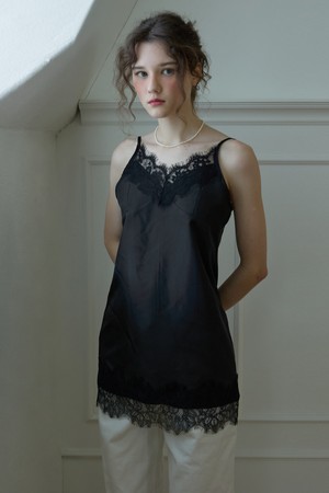 Midnight lace slip top Black