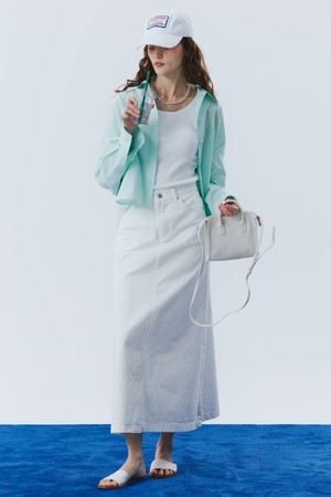 6poket Denim Long Skirt Ivory