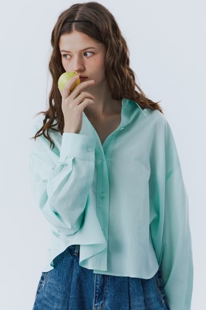 Unbalance Crop Shirt Mint