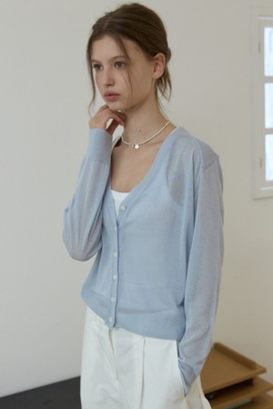 Linen blend summer cardigan Blue