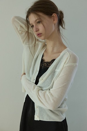 Linen blend summer cardigan Ivory
