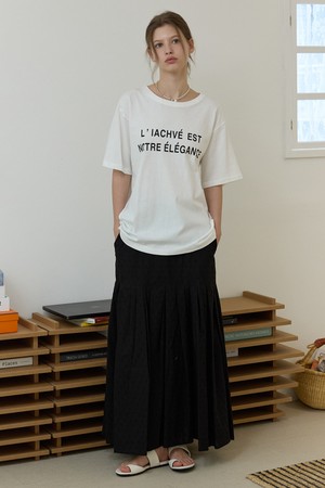 Embroidery flare skirt Black