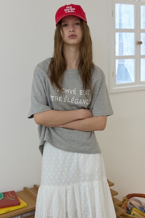 French writing T-shirt Gray