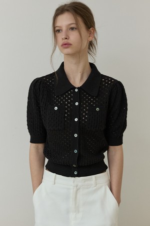 Hole in twide knit Black