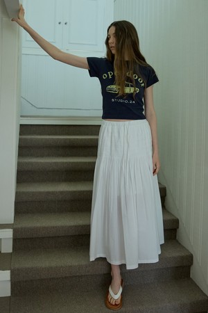 Handmade wrinkle pin tuck skirt summer Ivory