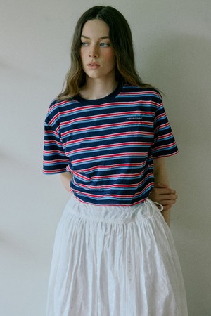 Stripe half top Navy