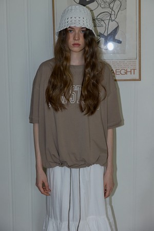 Arch Logo Drawstring TShirt Beige