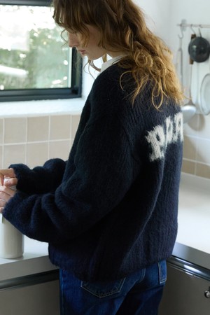 Paris Lettering Knit Navy
