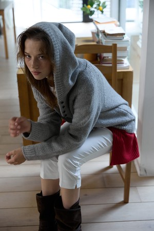 Cloud Alpaca Hoodie Knit Gray