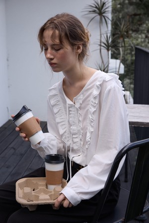 Vintage Ruffle Blouse White
