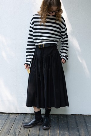 Godet Flare Long Skirt Black