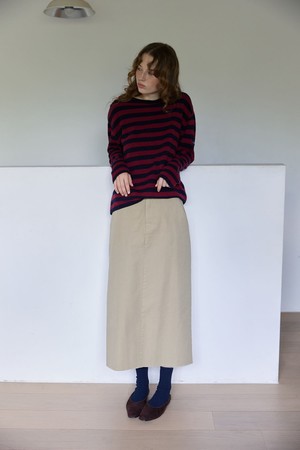 Belted H-Line Long Skirt Beige