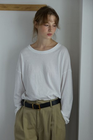 Boat Neck Loose Tee White