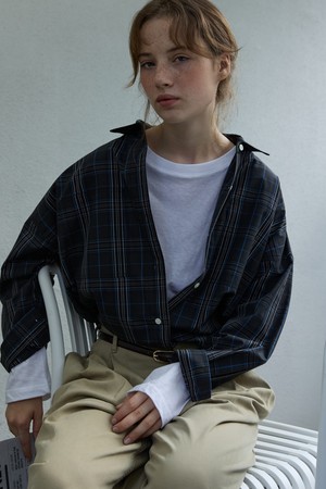 Boxy Check Overshirt Navy Check