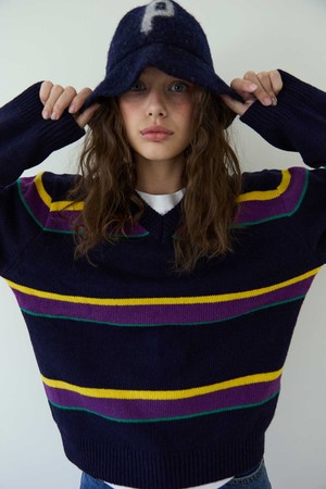 Jelly Wave V-neck Navy