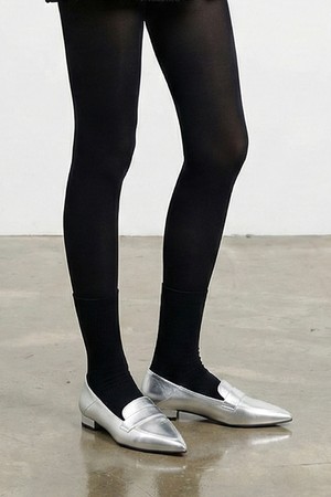 스틸레토 레더 로퍼 플랫 LC343_2cm