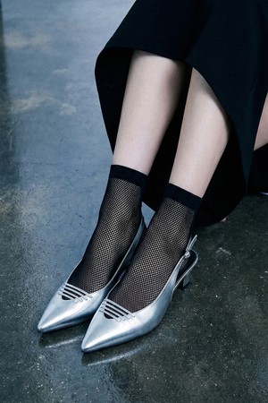 메탈릭 슬링백 스틸레토 펌프스 LC543_5cm