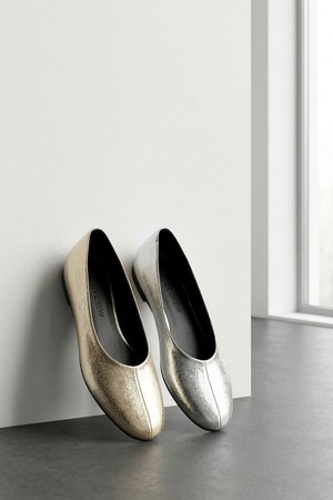 메탈릭 발레리나 플랫 슈즈 LC590_1cm