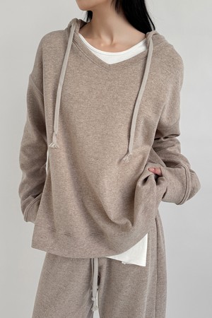 Essential Wool Knit Hoodie_Melange Beige