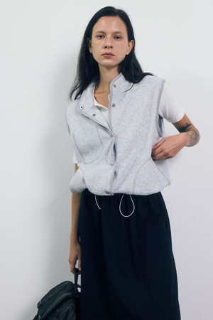 Airy Fleece Vest_Melange Gray