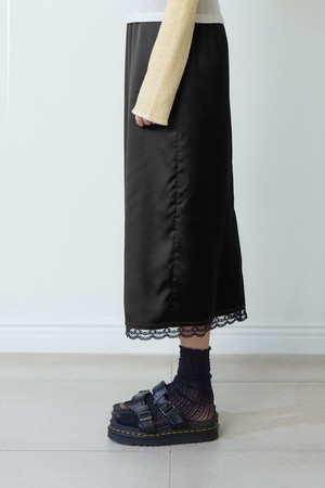Lace Satin Skirt_Black