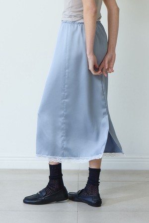 Lace Satin Skirt_Sky Blue