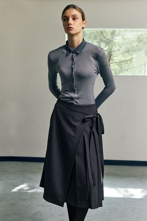 Layered Pleats Skirt_Black