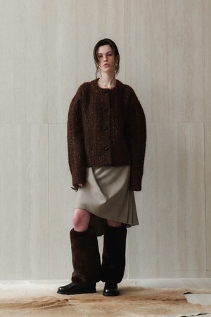 SPANGLE CARDIGAN - BROWN
