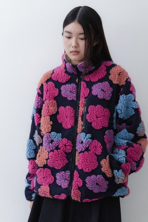 FLOWER FLEECE - NAVY