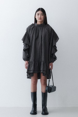 RUFFLE DRESS - OREO CHECK