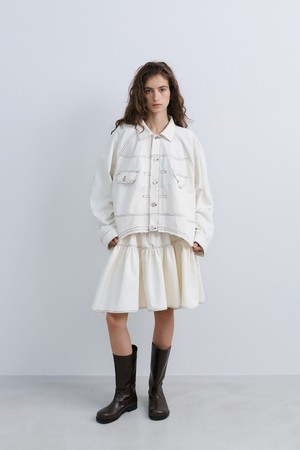 PUFFY CROP JACKET - IVORY