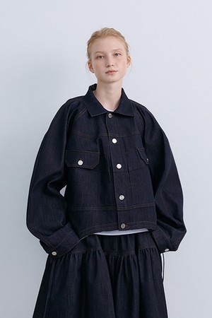 PUFFY CROP JACKET - NAVY