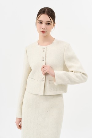 트위드 크롭 자켓_IVORY