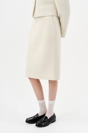 트위드 미디 스커트_IVORY