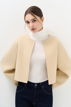 울 핸드메이드 크롭 자켓_YELLOW