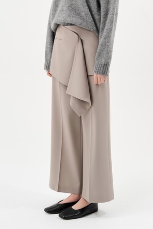 레이어드 랩스커트 팬츠 세트_ASH BEIGE