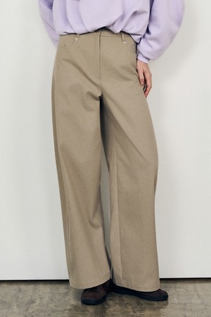 실키 플로우 와이드 팬츠_KHAKI BEIGE