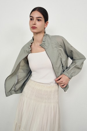 소프트 링클 셔링 집업 점퍼_KHAKI BEIGE