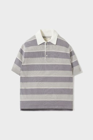 Short Sleeve Rugby Polo Knit_Light Gray