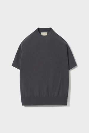 Short Sleeve Comfort Crewneck Knit - Charcoal