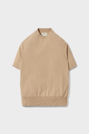 Short Sleeve Comfort Crewneck Knit - Beige