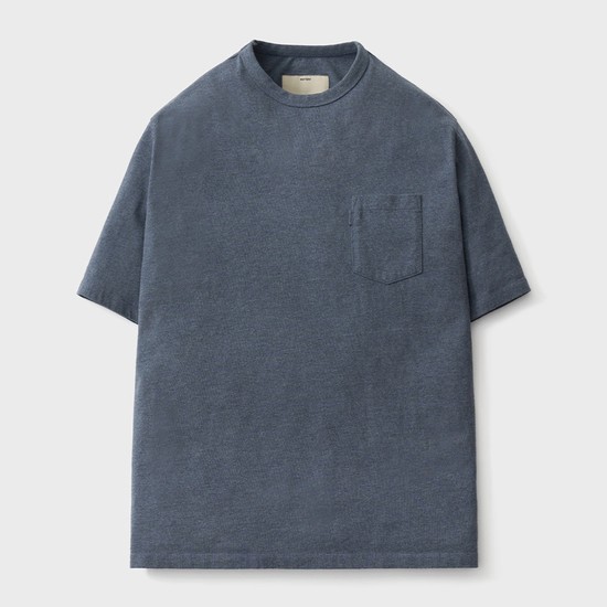 Short Sleeve Comfort Pocket T-shirt (Fine Cotton)_Melange Blue