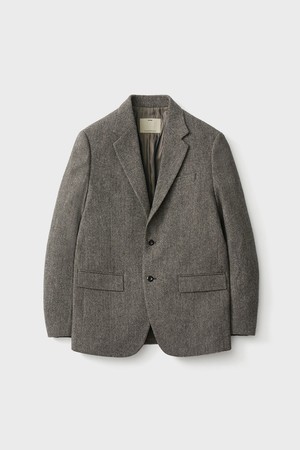 Shetland Wool Single Breasted Jacket_Brown